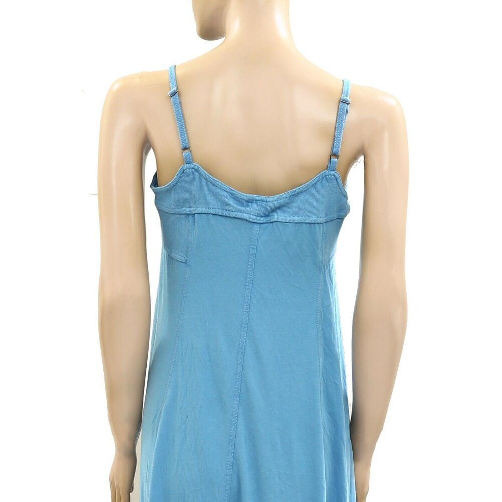 By Anthropologie Sleeveless Asymmetrical-Hem Midi Dress Solid Blue XL NEW 275548 - Picture 4 of 5